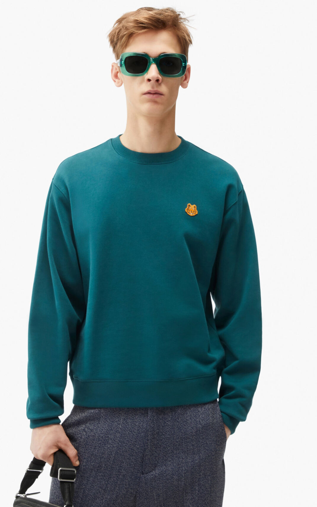 Kenzo Tiger Crest Sudadera Hombre Azules | 8901243-OM